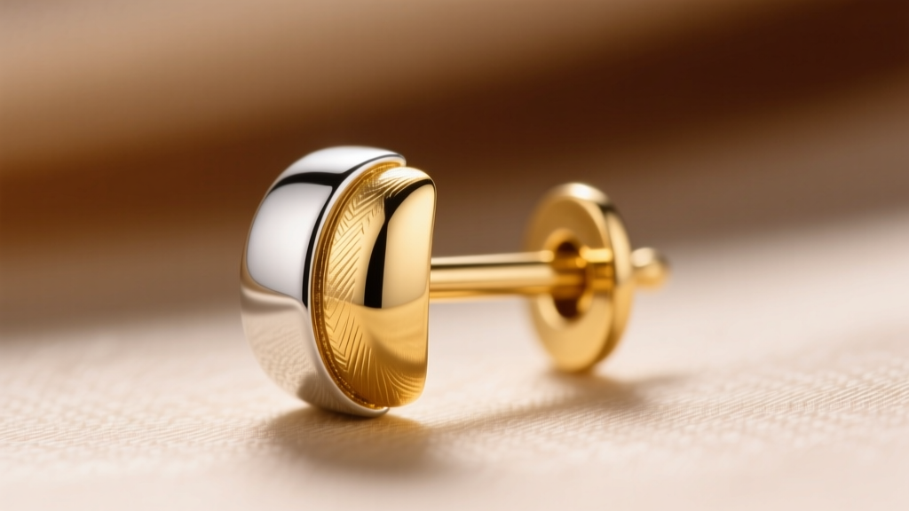 Macro shot of a 19-gauge gold vermeil earring post showing the transition between the sterling silver base and thick gold plating