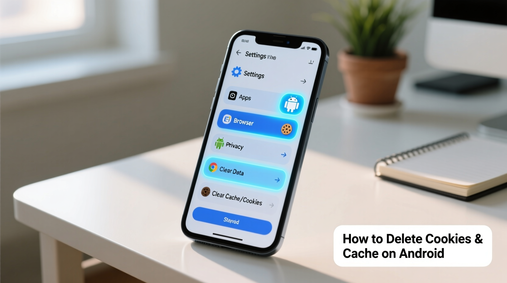how to delete your browsers cookies and cache on android