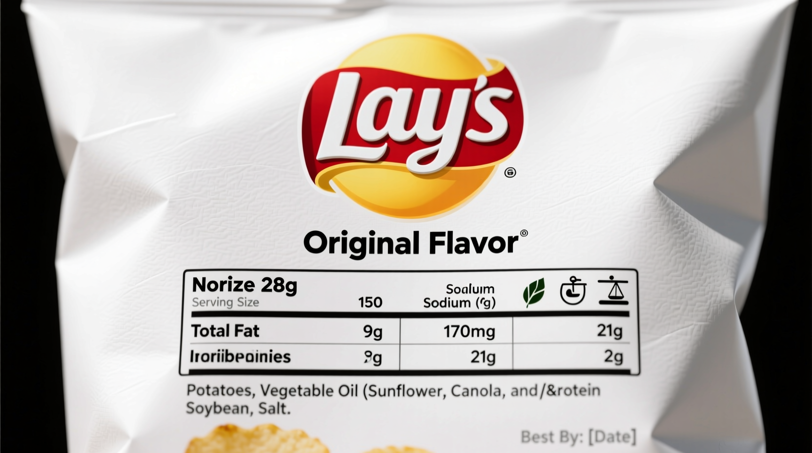 lays potato chips nutrition label