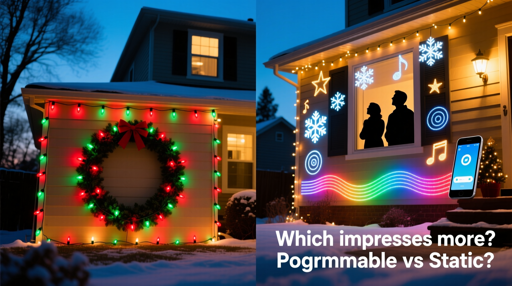 programmable vs static christmas light displays which impresses neighbors more