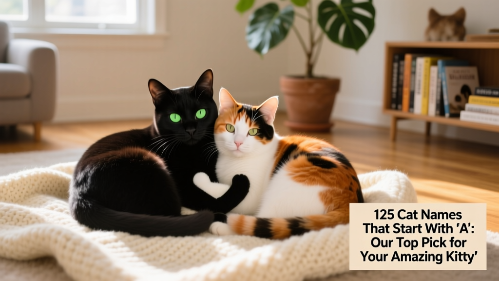 Two cats—one black and one calico—curled together on a soft knit blanket