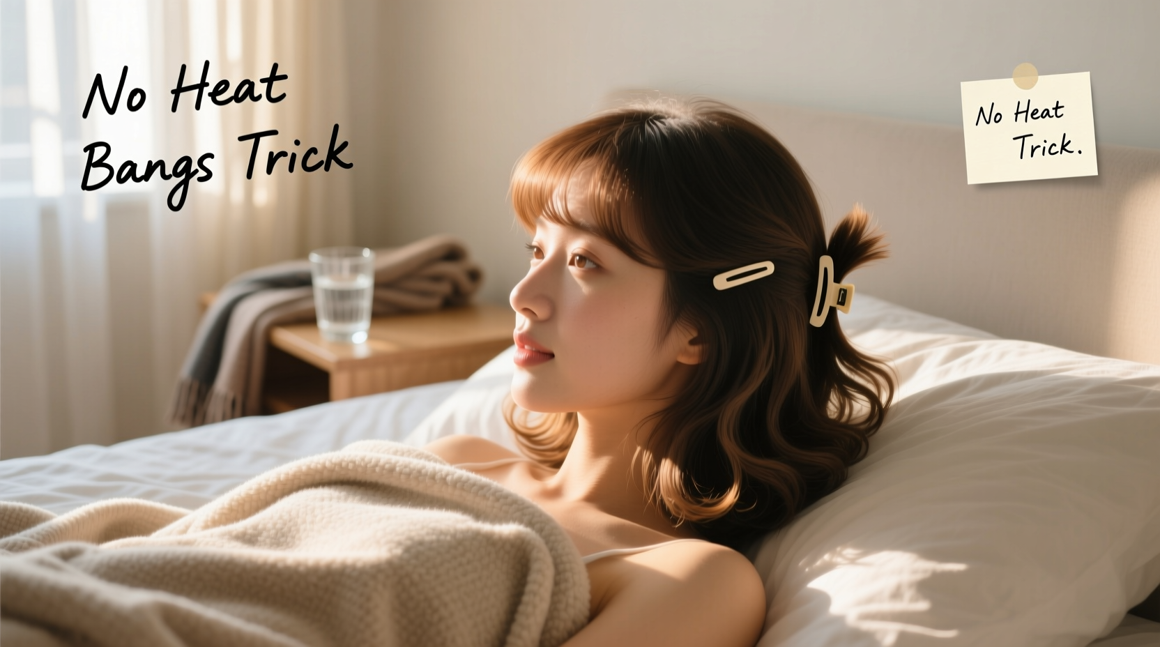 how to style bangs without heat using clips and overnight tricks