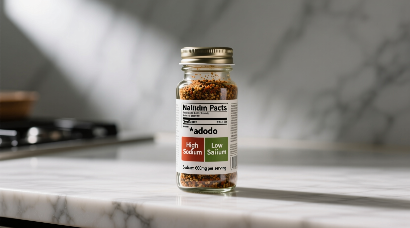Weekend meal prep showing adobo seasoning bottle next to nutrition label, highlighting sodium comparison for health-aware cooks