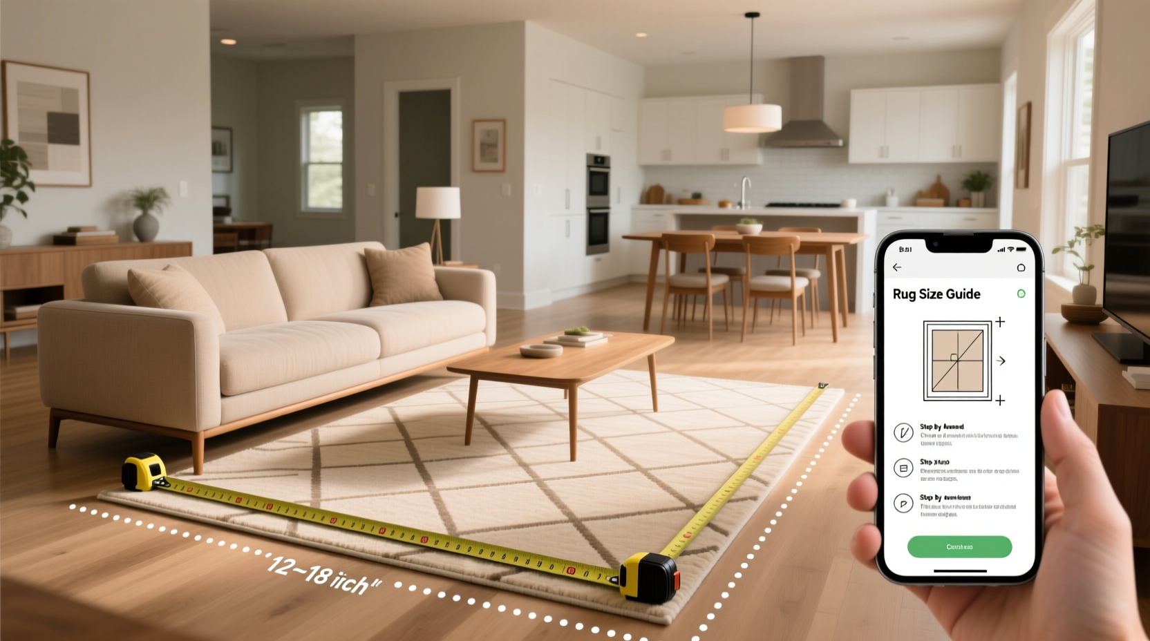 how to choose the right size area rug for open concept living rooms without guessing