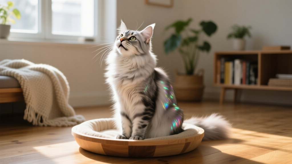Gorgeous Silver Maine Coon Cat Asks Mom for Help When Going Into Labor with Kittens