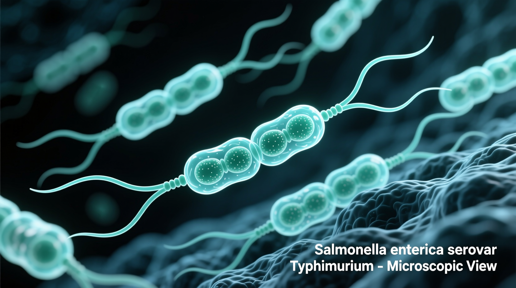 Salmonella bacteria under microscope