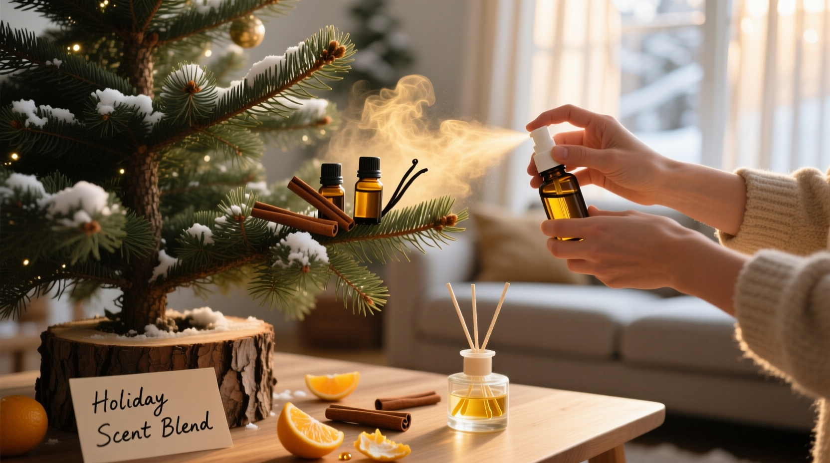 how to use essential oils to naturally scent your christmas tree