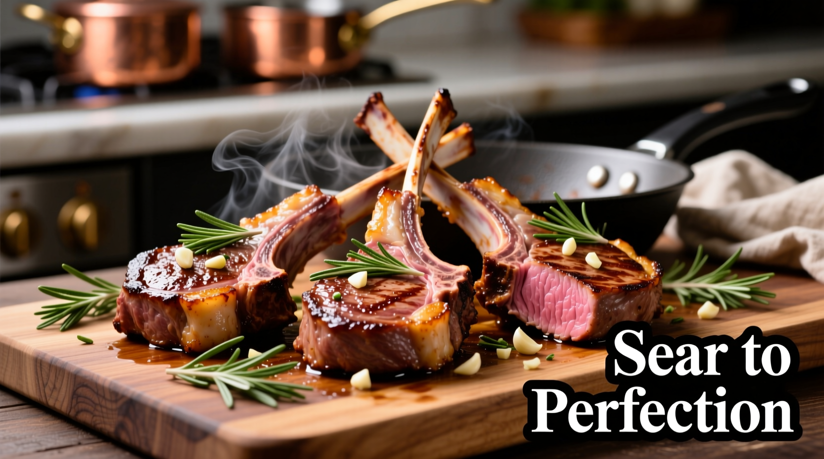 Perfectly seared lamb chops with rosemary and garlic