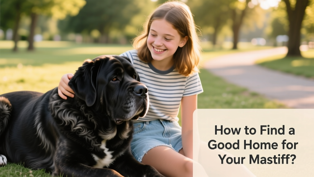 A Mastiff gently resting his head on a teenager’s lap during an outdoor meet-and-greet, both smiling