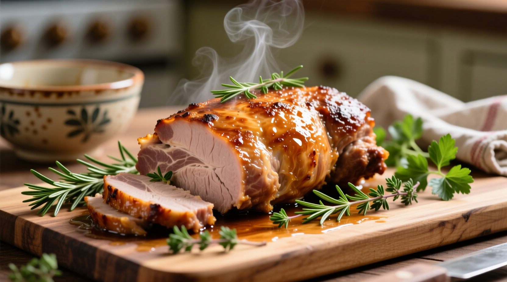 Perfectly cooked slow cooker pork tenderloin with herbs