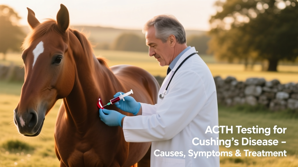 Veterinarian drawing blood from a horse’s jugular vein for ACTH testing