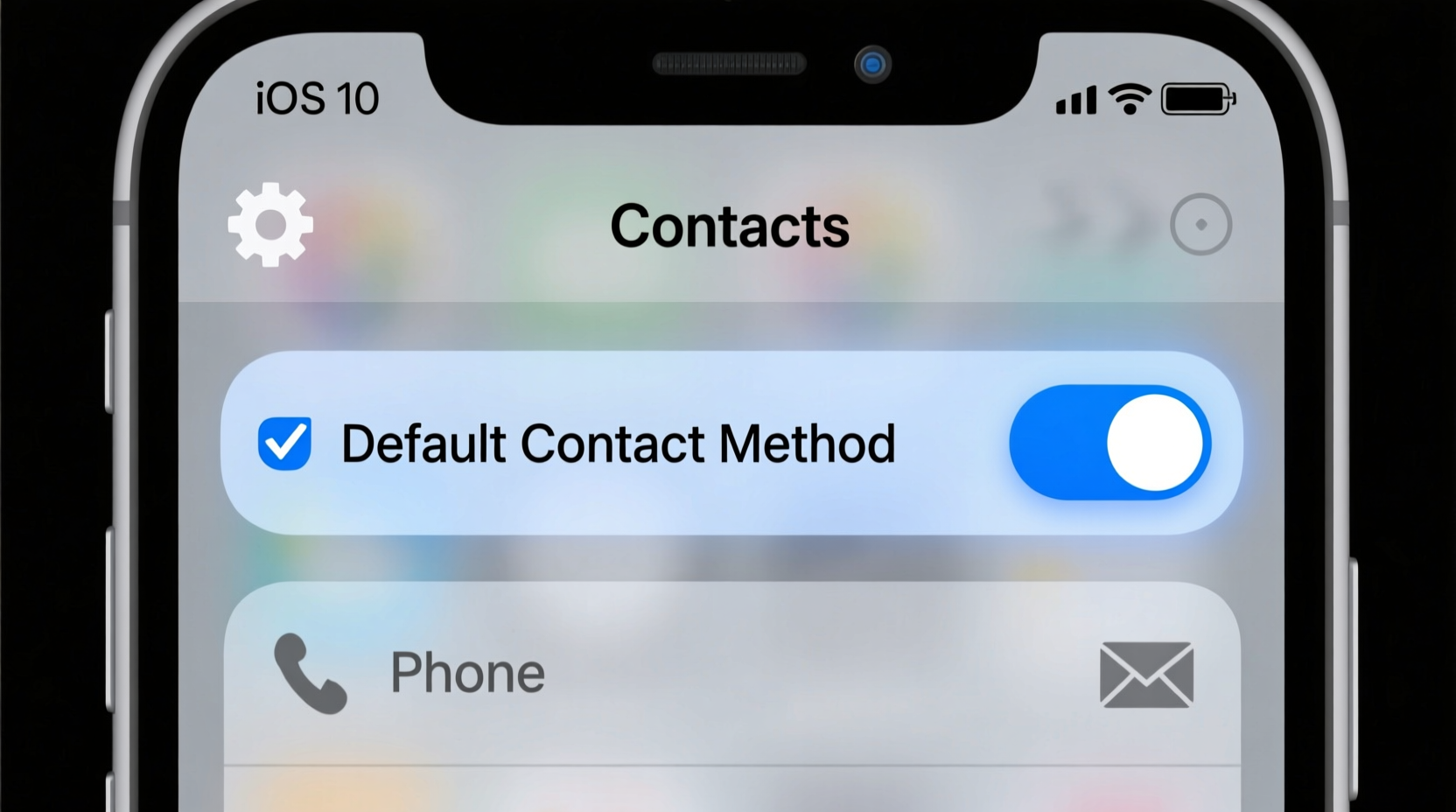set a default contact method in ios 10 for easier acces