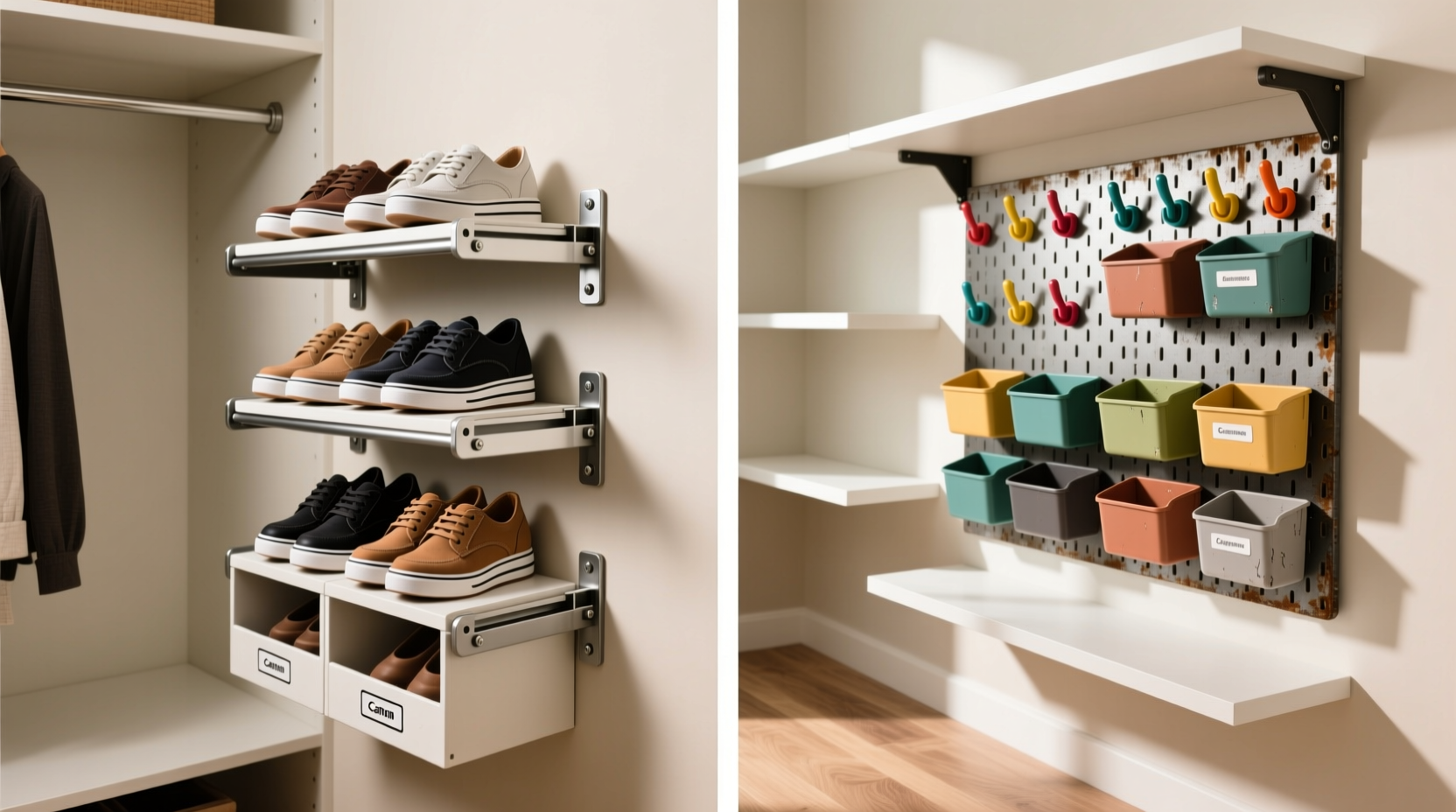 closet organization tips adjustable brackets beat pegboards for shoe drops