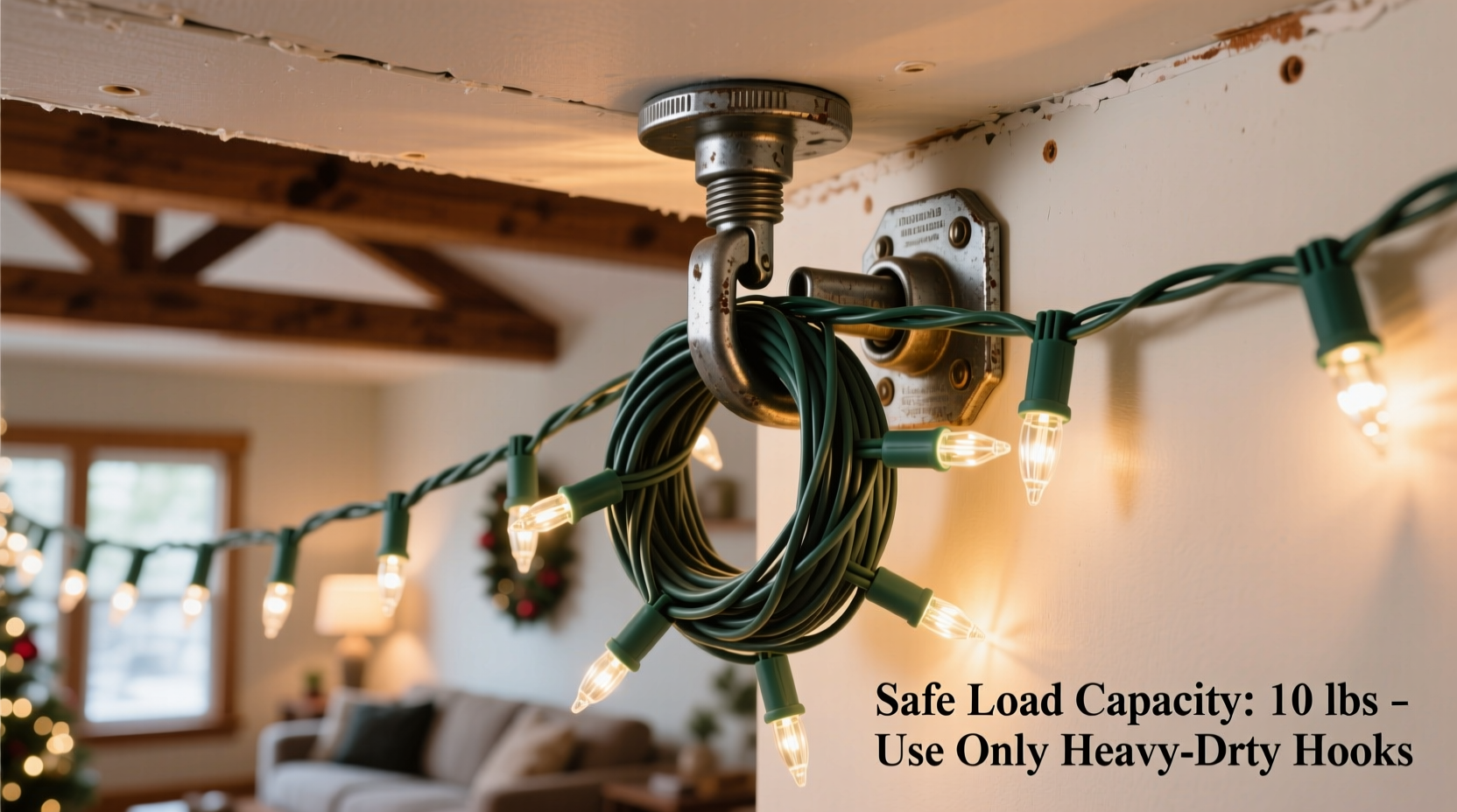 can you use command hooks for heavy christmas light strings safely