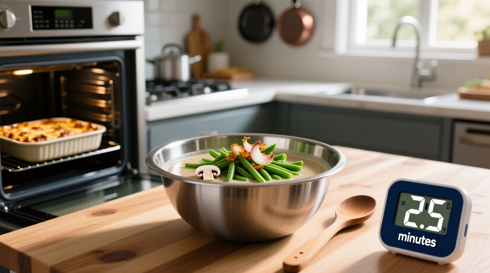 how long does green bean casserole take to cook