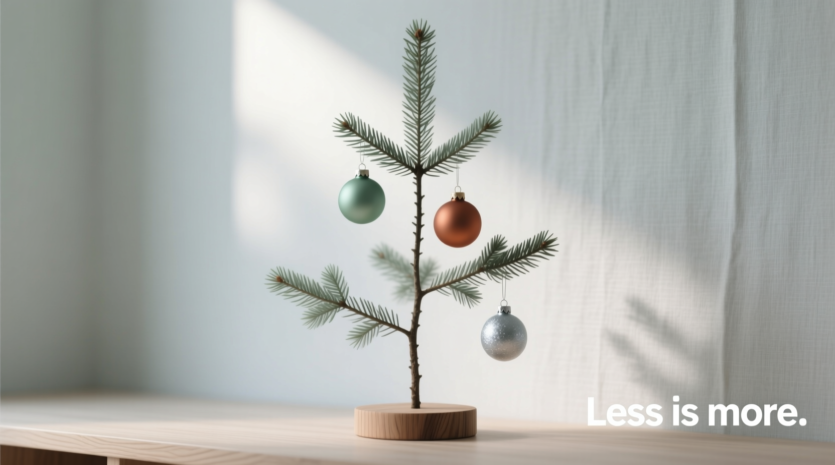 how to style a minimalist scandinavian tree with only three ornament colors without looking sparse