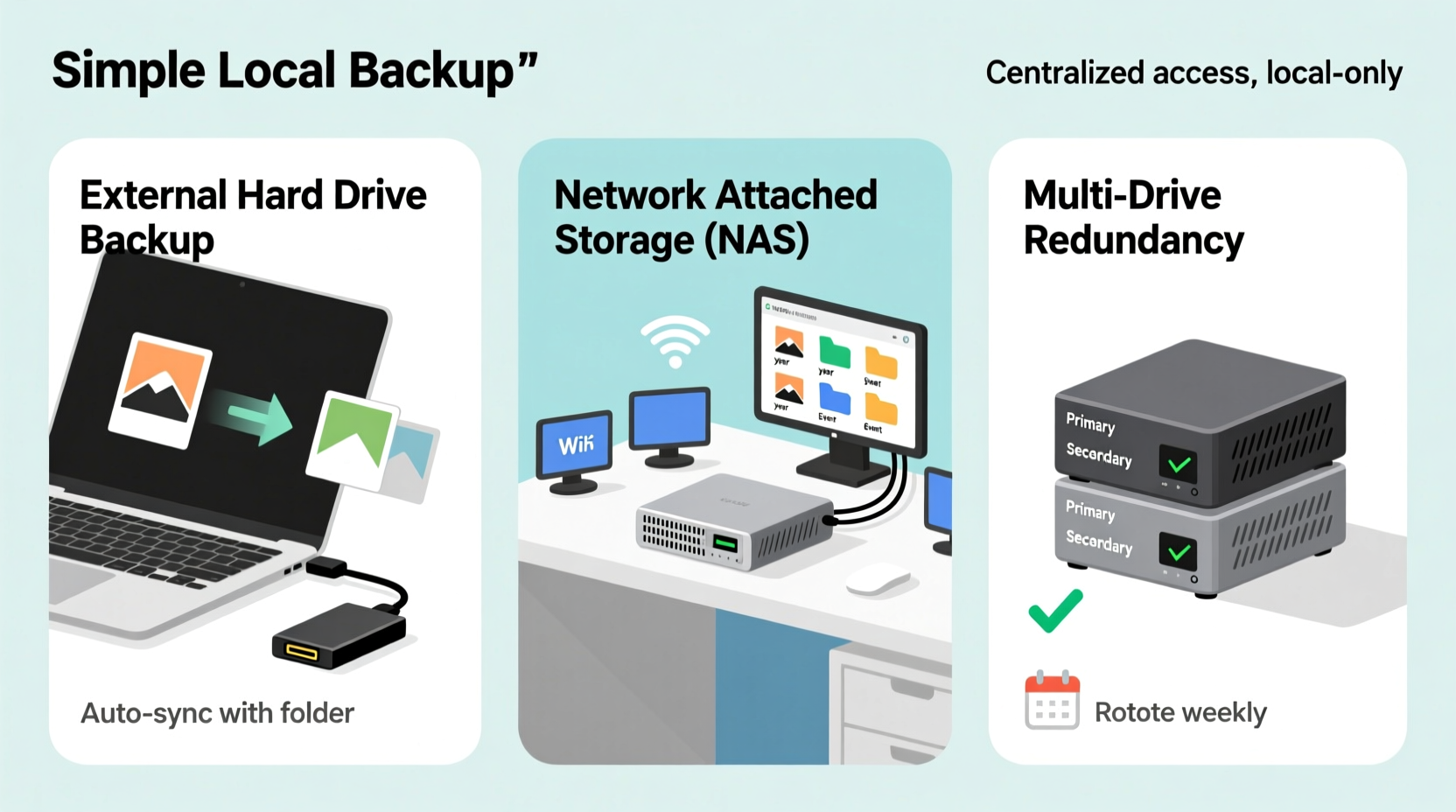 how to organize digital photos without cloud storage simple local backup methods