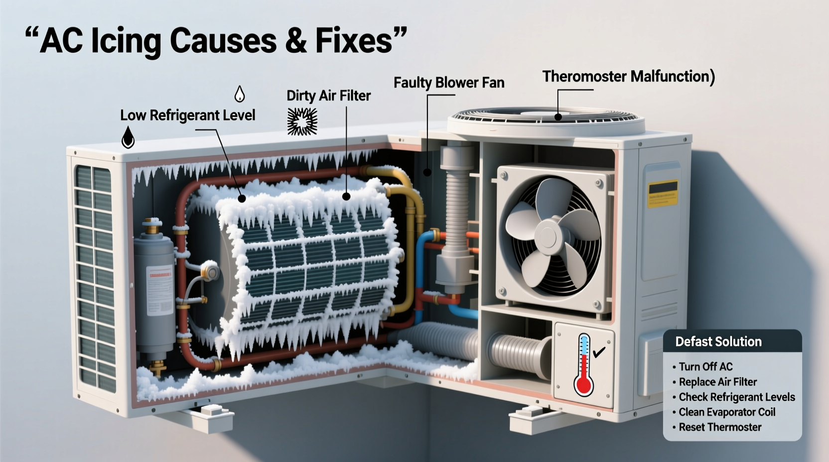 why does my ac unit ice over causes and defrost solutions