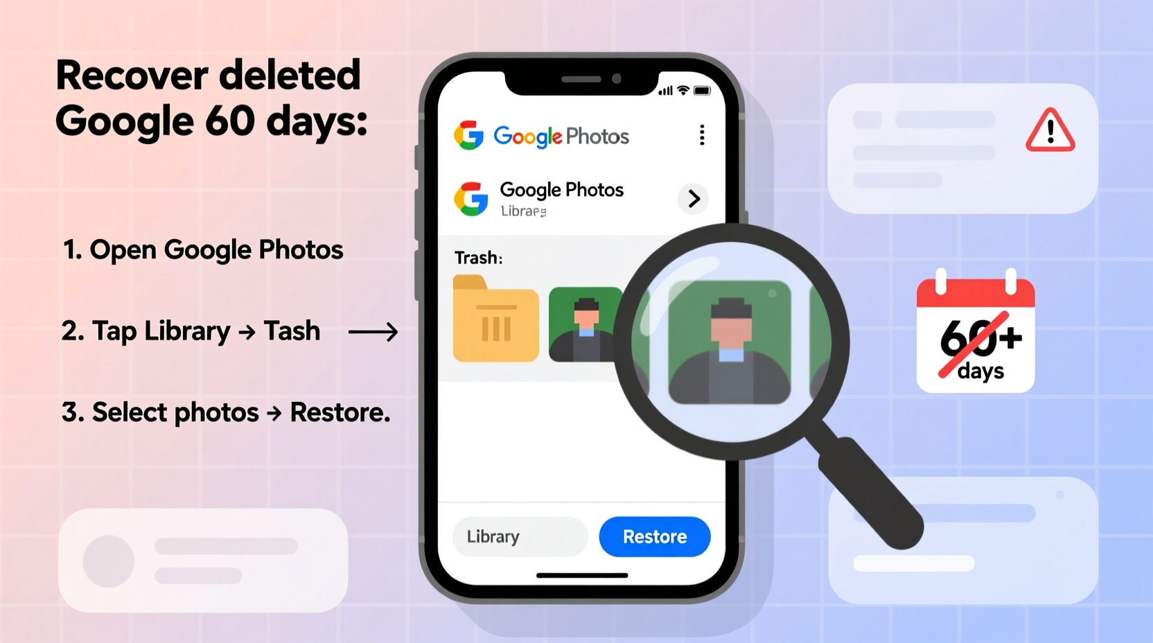 how to recover deleted photos from google photos after 60 days