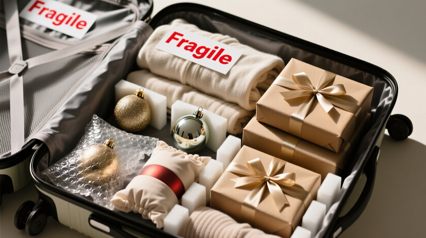 how to pack a suitcase with fragile christmas gifts without breakage