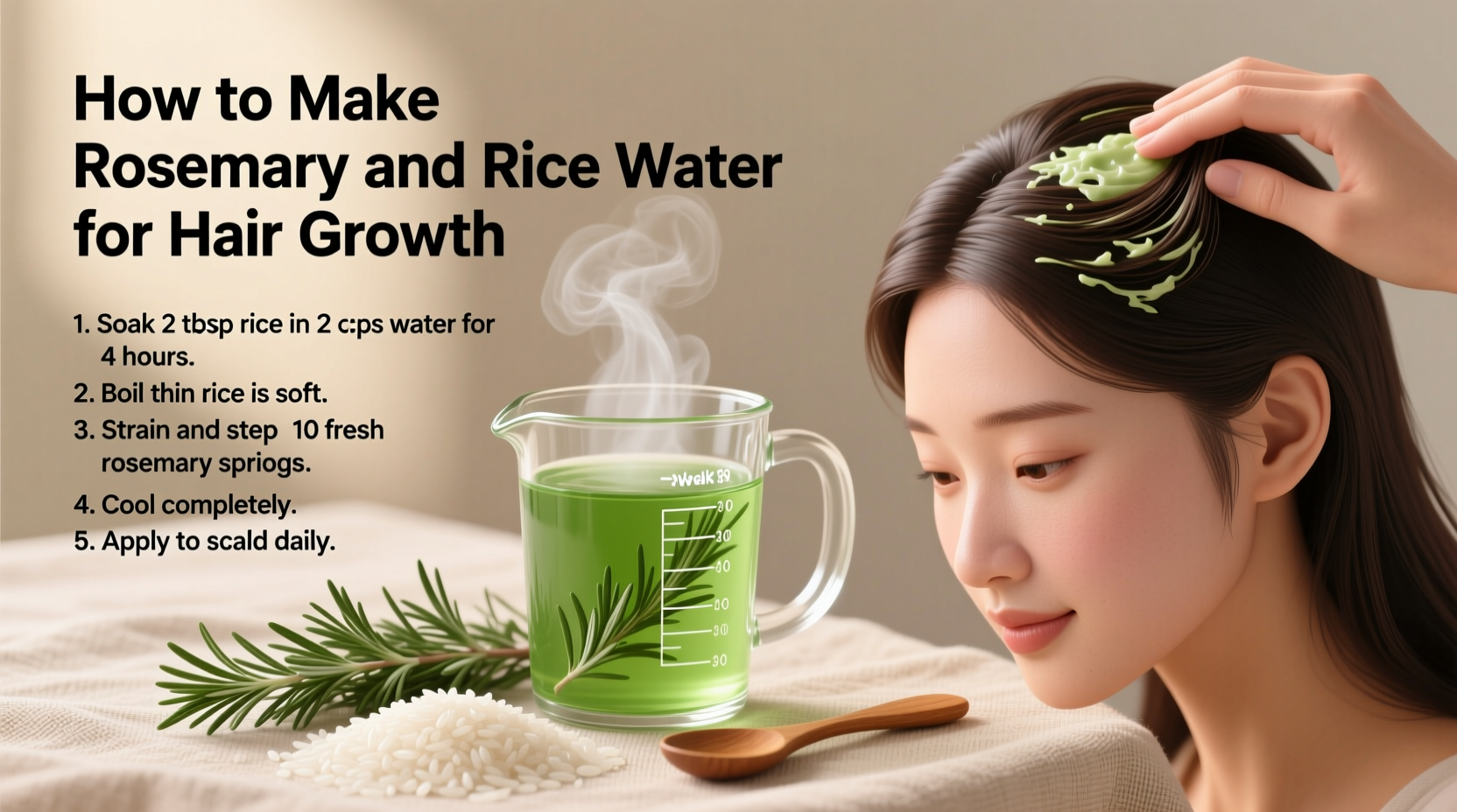 DIY Rosemary Rice Water for Hair | TheHomeSprouts