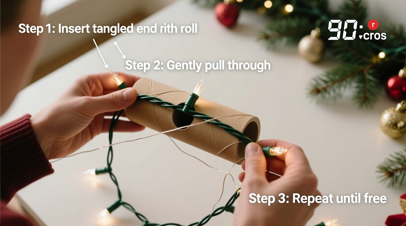 how to fix tangled christmas light strands in under 90 seconds using the paper towel roll method
