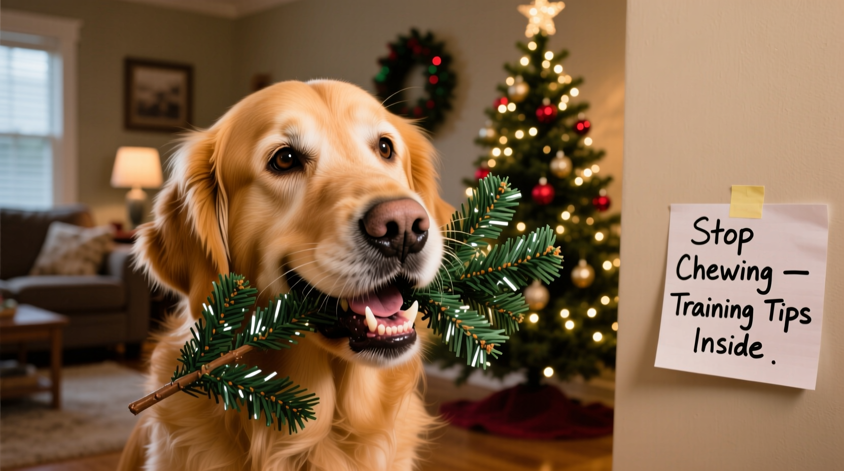 why does my dog chew on fake christmas tree branches and how to stop it