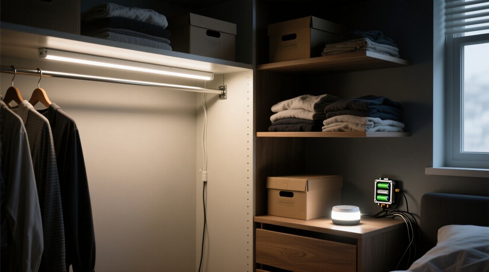 closet lighting strip vs battery puck lights