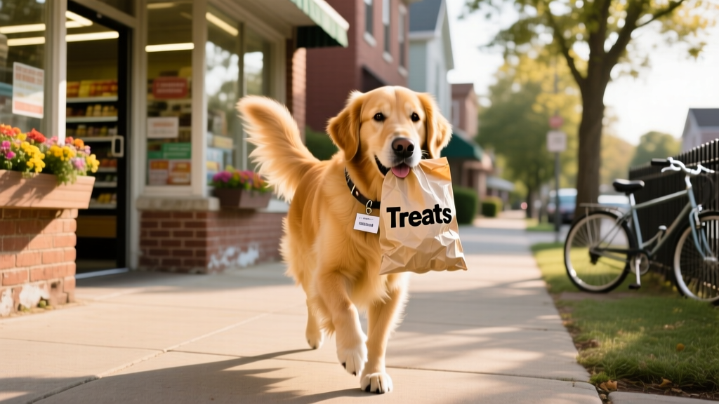 Golden Retriever Walking Out of Store ‘With His Treats’ Totally Owns the Town
