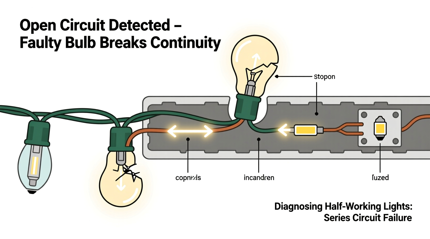why do some christmas lights only half work diagnosing open circuits