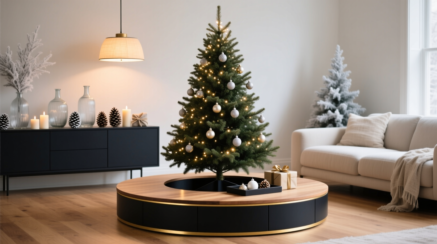 how to hide the base of your christmas tree neatly and stylishly