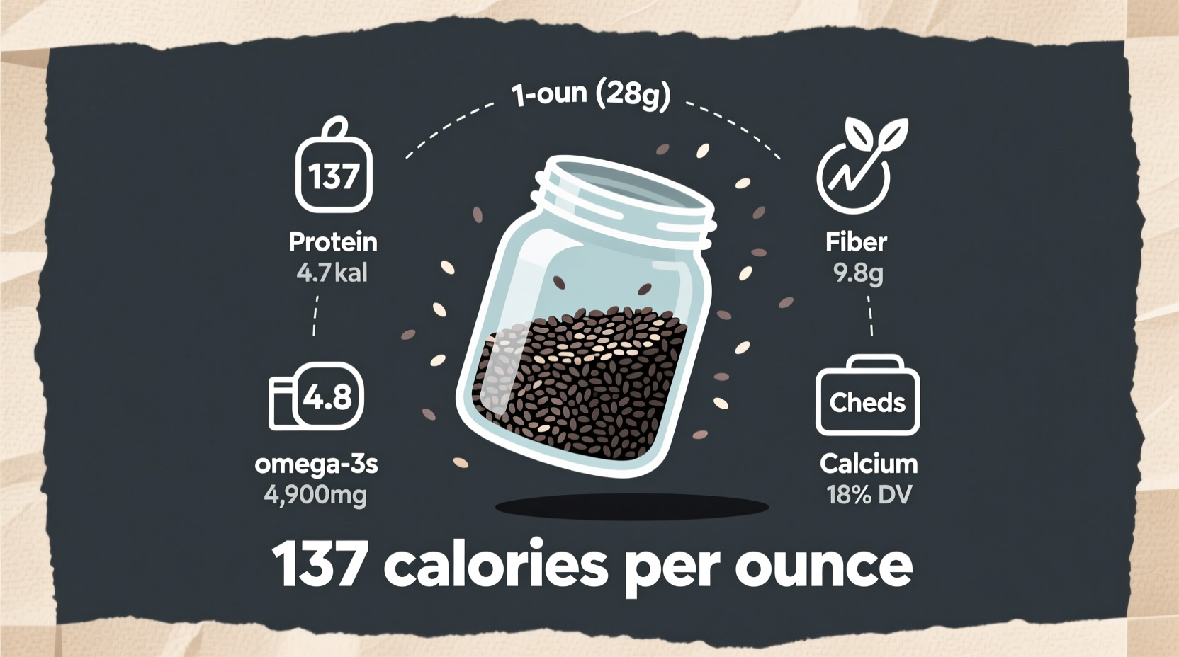 Chia Seeds Calories: 138 Per Ounce (USDA Verified)