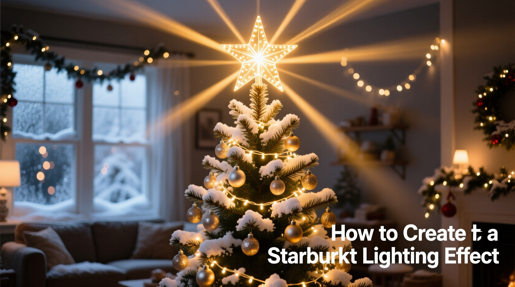 how to create a starburst lighting effect from your christmas tree top