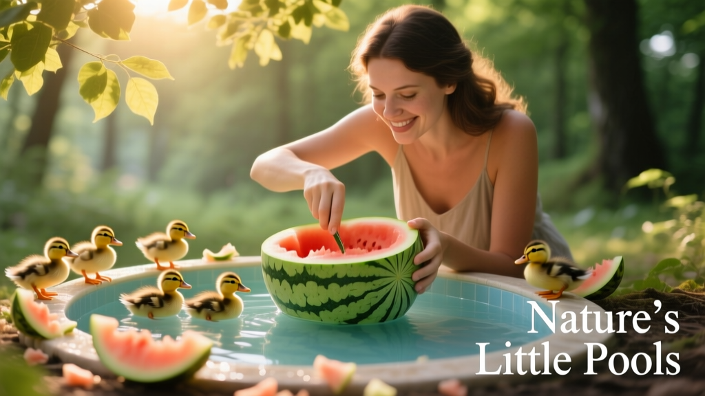Woman Carves a Watermelon Into a Tiny Pool for Ducklings—and the Result Is Adorable