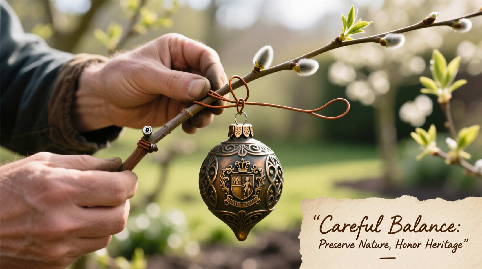how to hang heavy heirloom ornaments on thin branch tips without bending or snapping limbs