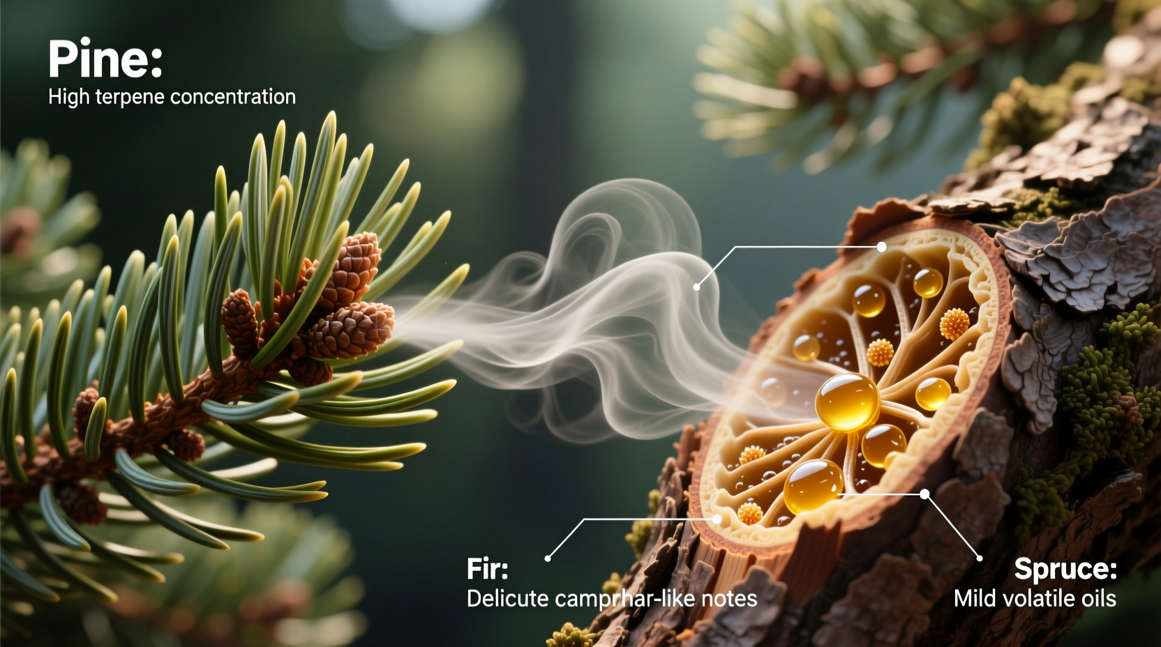 why do real pine trees smell stronger than spruce or fir