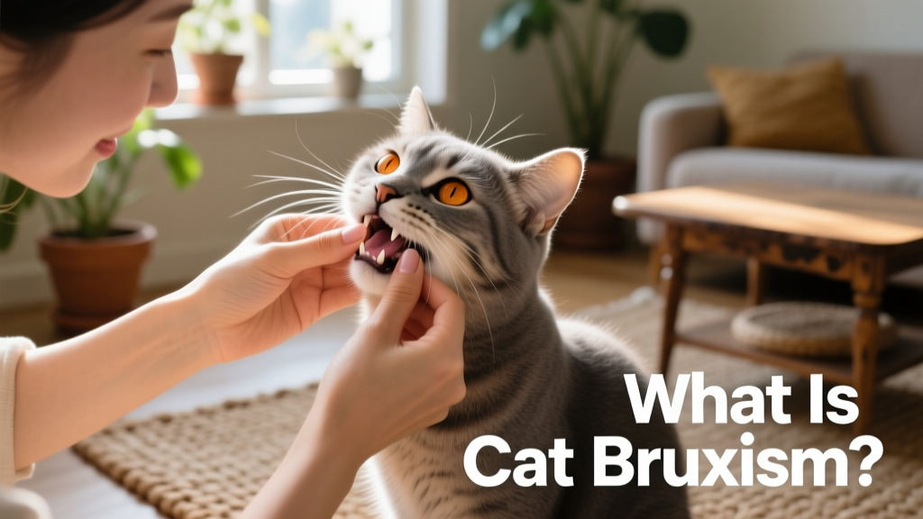 A person gently lifting a cat’s upper lip to examine its teeth and gums