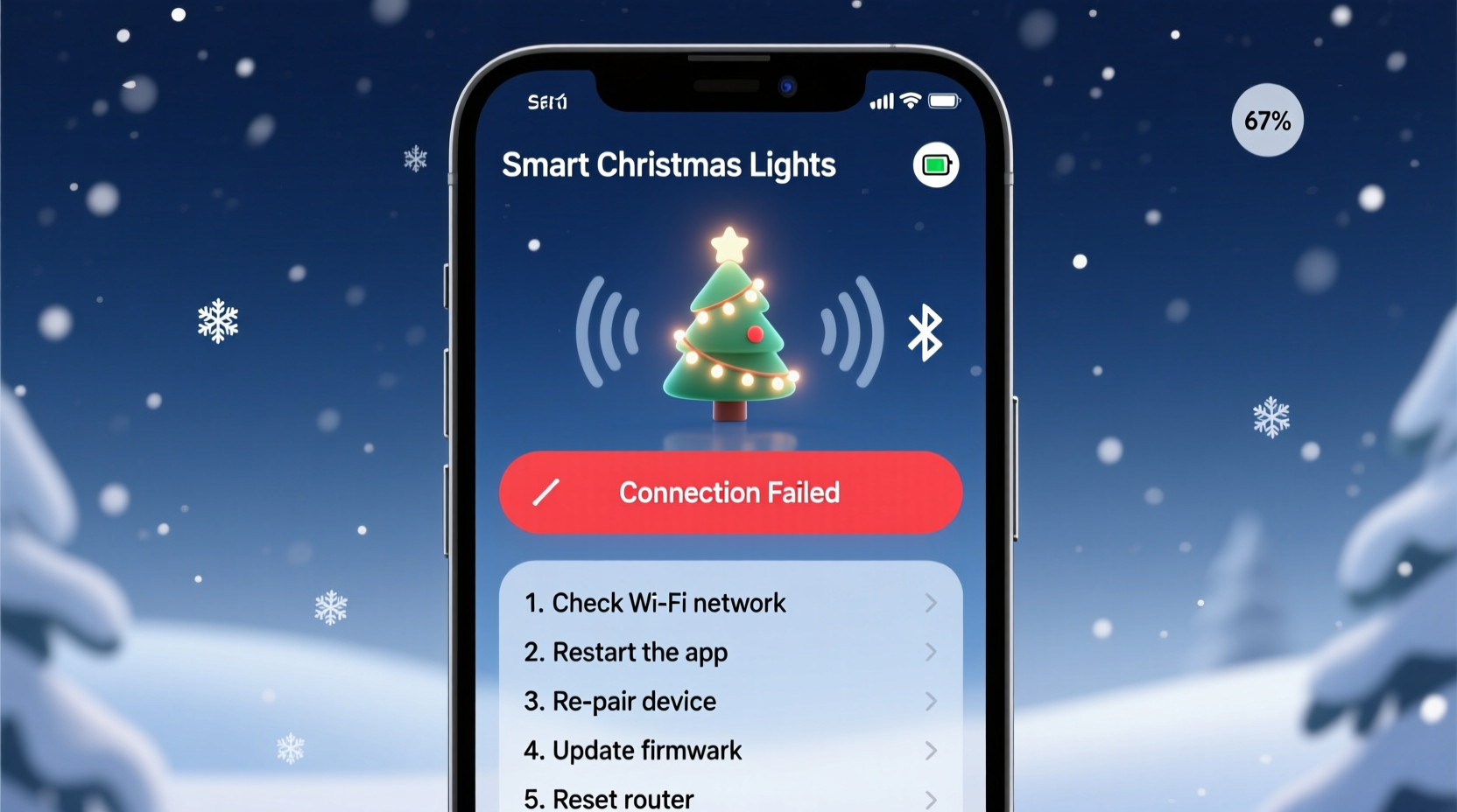 why is my smart christmas light app not connecting and troubleshooting tips