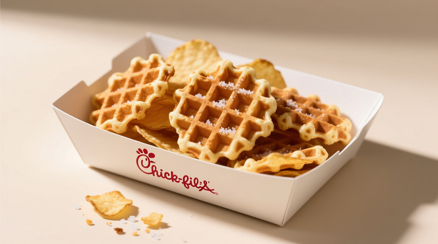 Fresh Chick-fil-A waffle potato chips in serving container