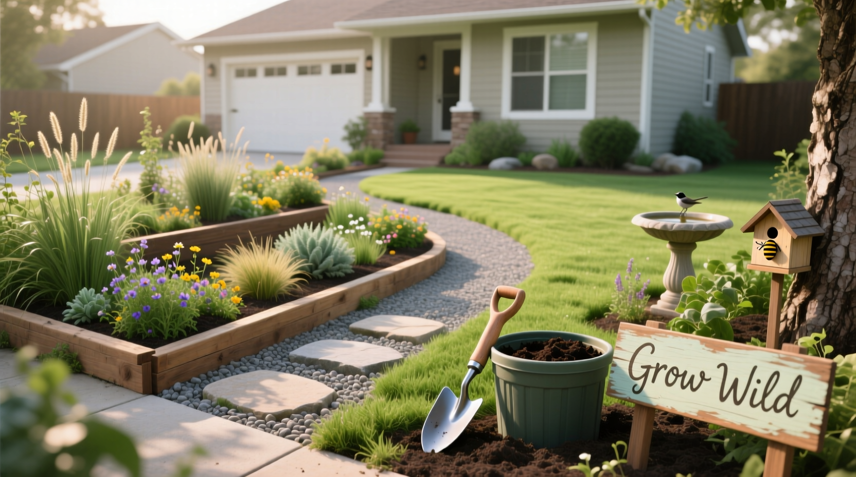 turning front lawn into garden tips