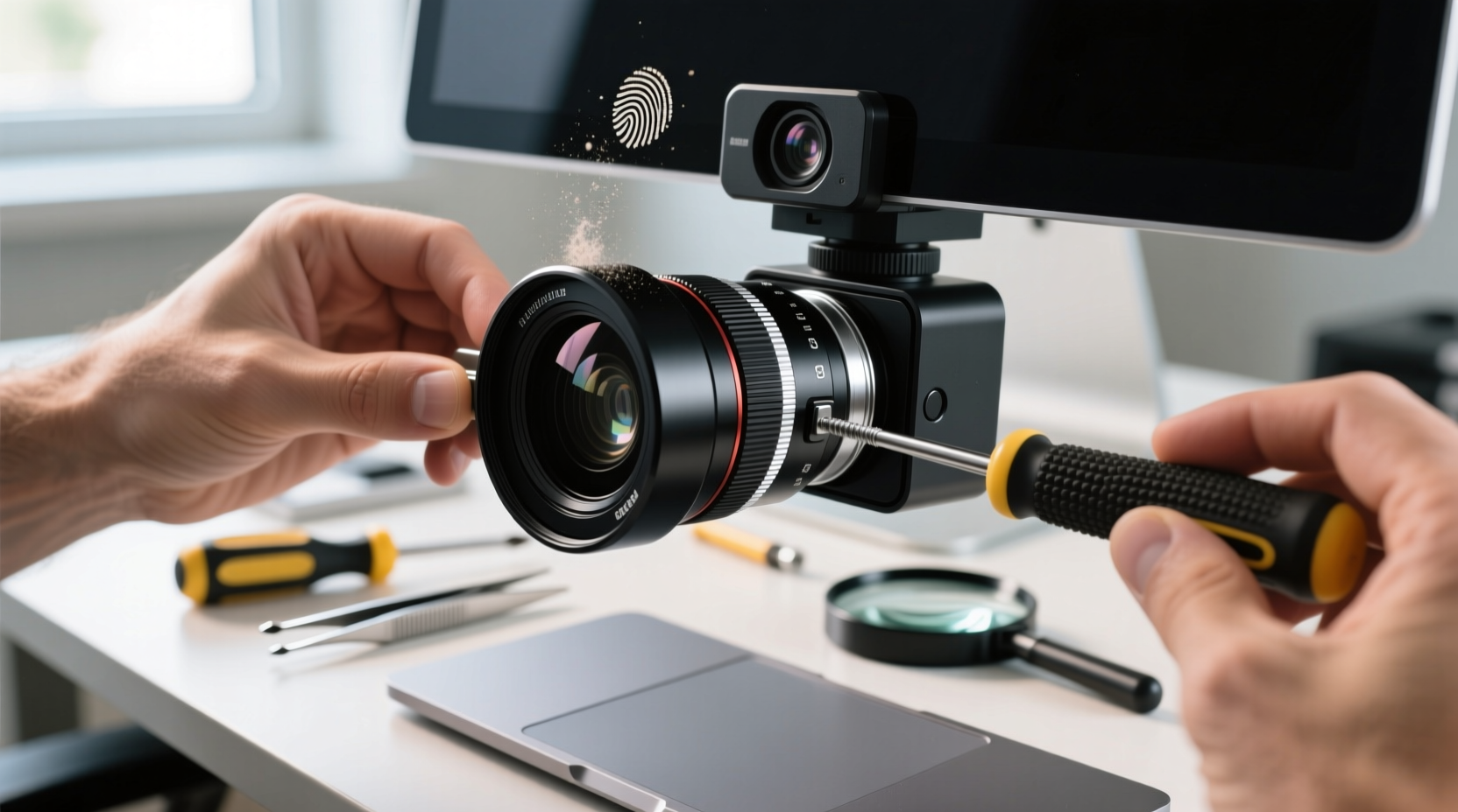 install a wide angle lens into your webcam