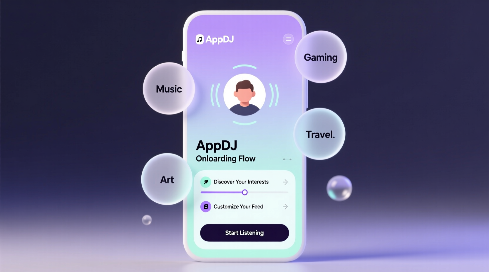 appdj for android asks for your interests guides you t