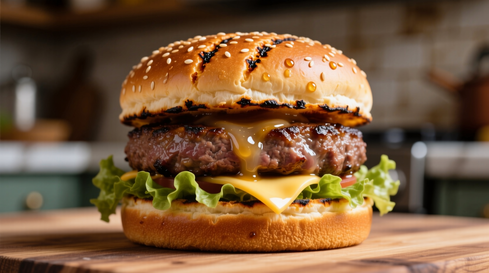 Perfectly cooked smash burger with crispy edges