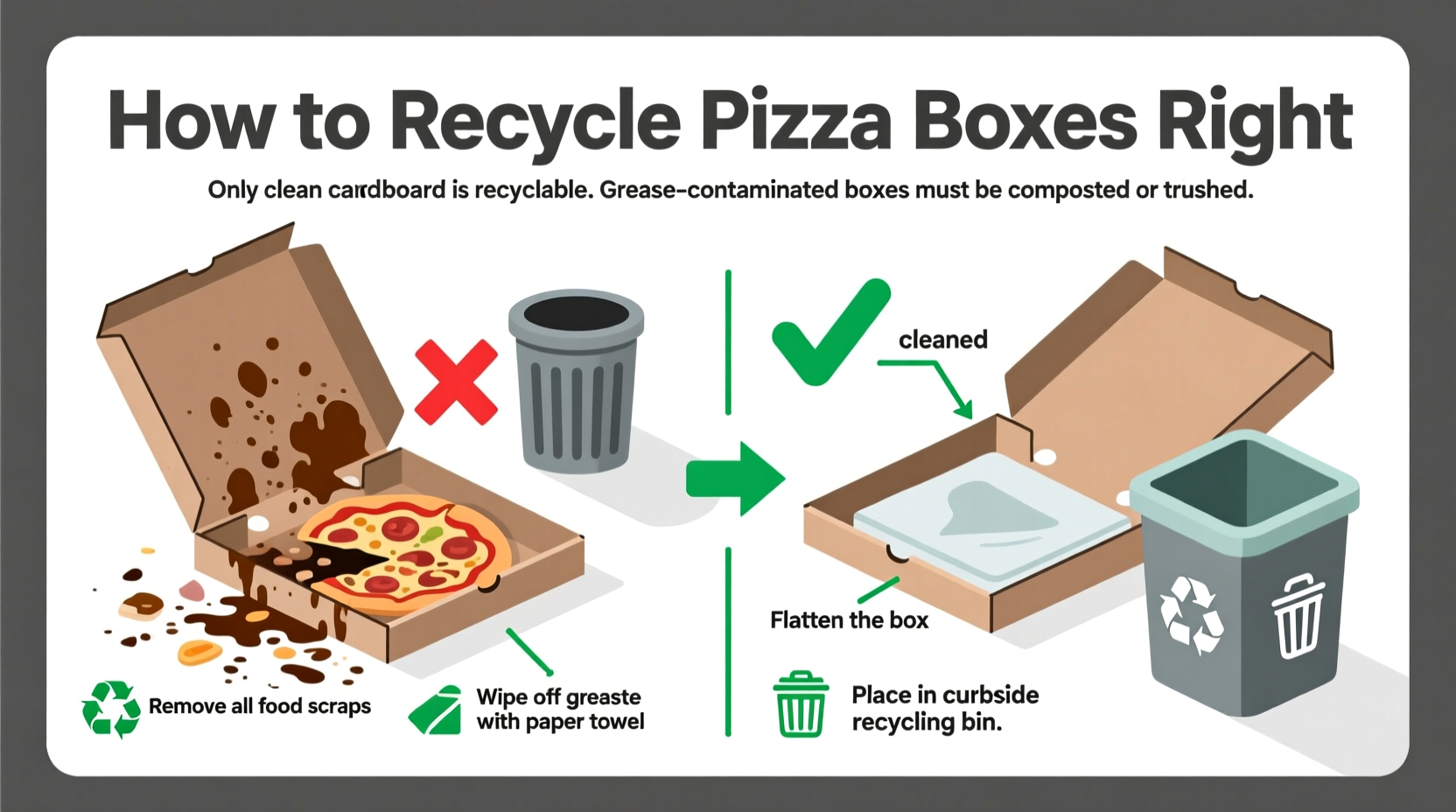 can you recycle pizza boxes and how to prep them for curbside pickup