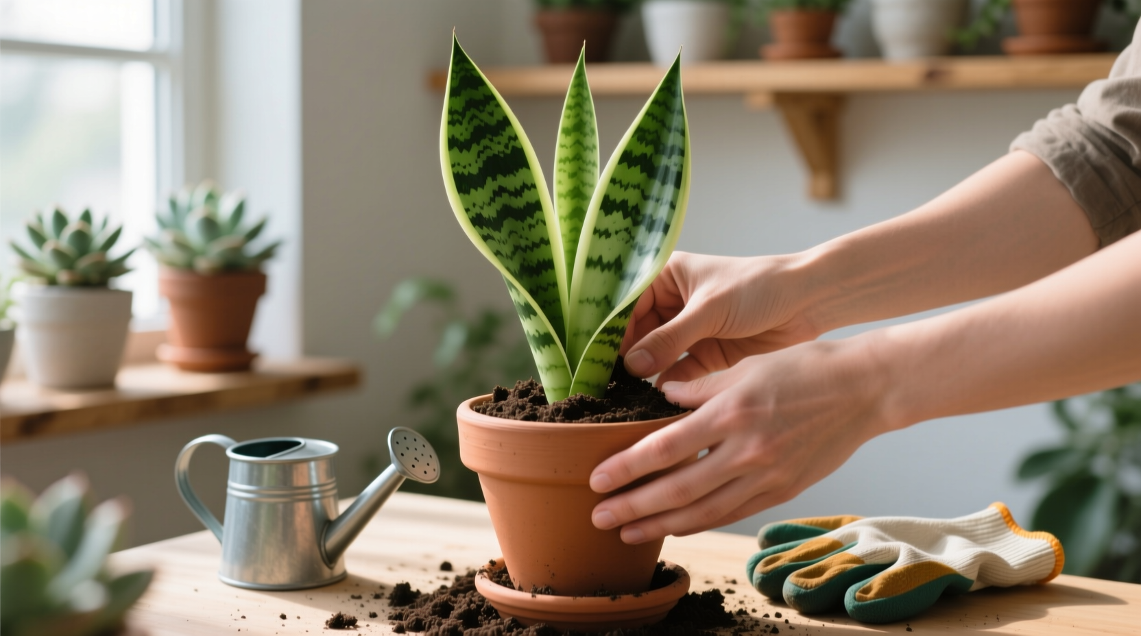 how to pot snake plant