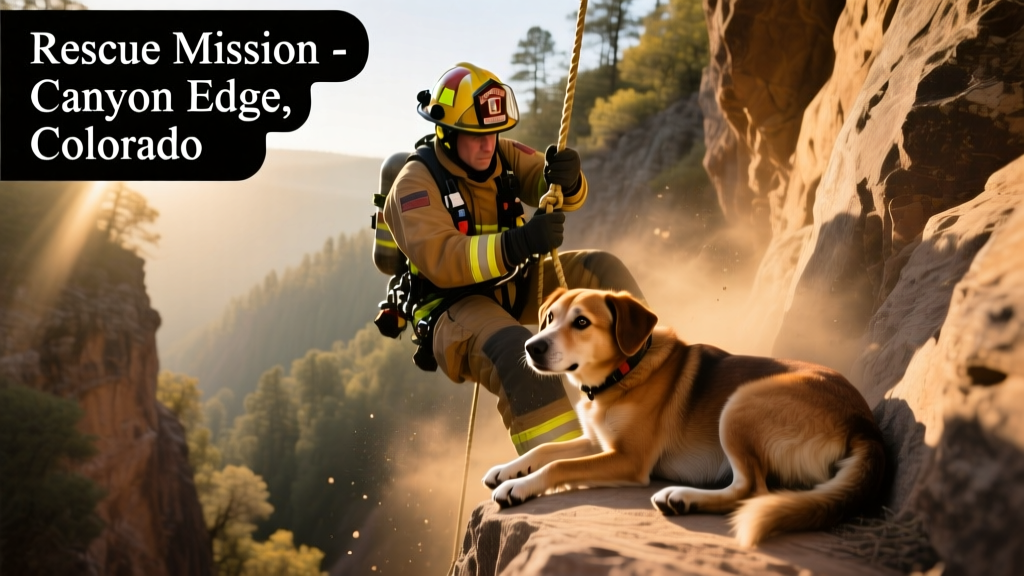 Fire Department Rescues Owner, Deaf Dog Trapped in 50-Foot Ravine