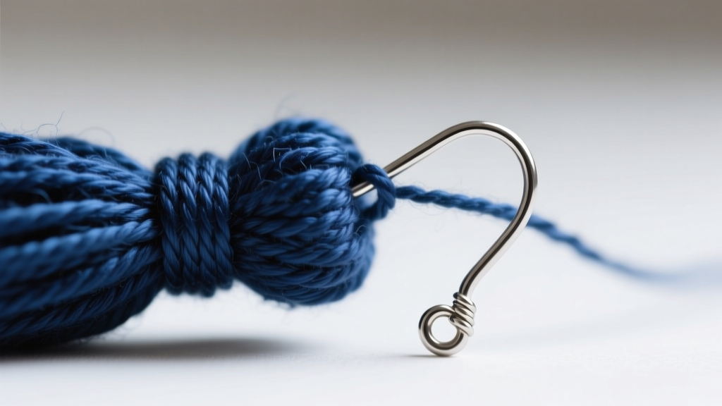 Close-up of a 20-gauge niobium ear wire attached to a tightly bound cotton tassel cap, highlighting secure thread wrapping.