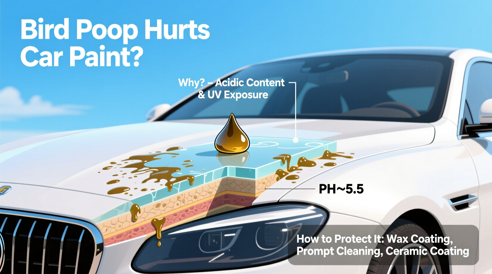 does bird poop hurt car paint