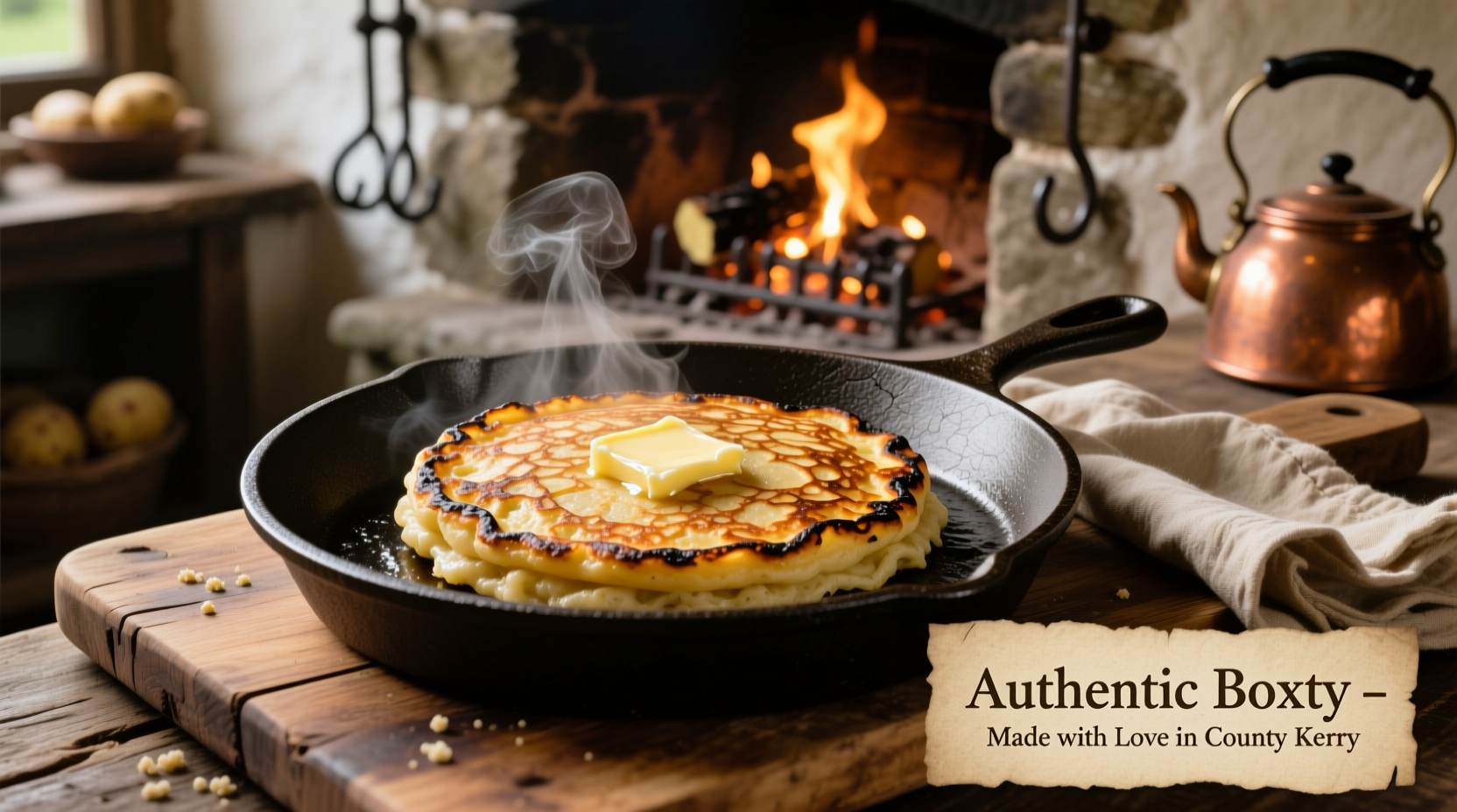 Traditional Irish boxty pancakes made with potato meal