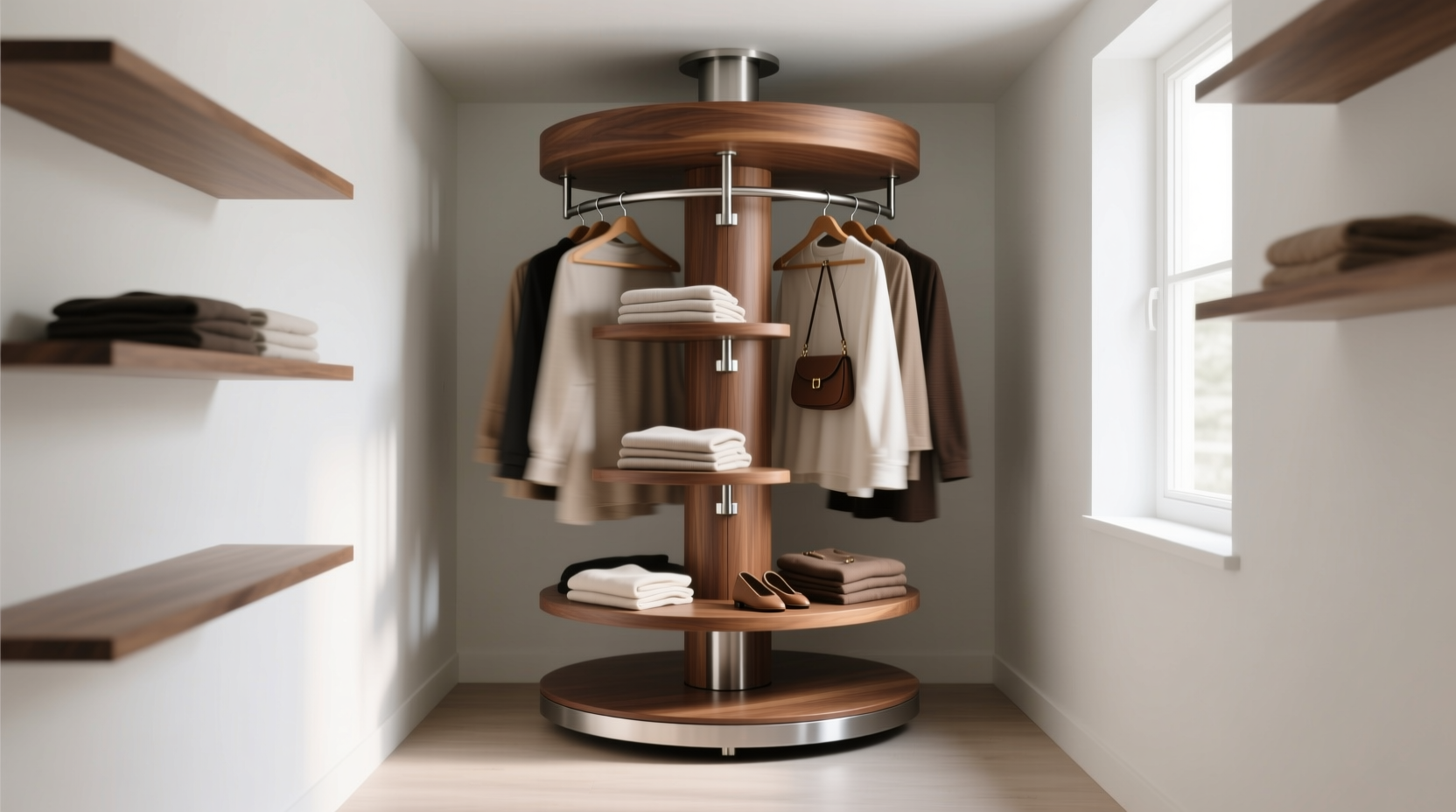 rotating closet carousel for petite spaces